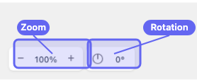 Bottom-left controls — Zoom on the left, Rotation on the right