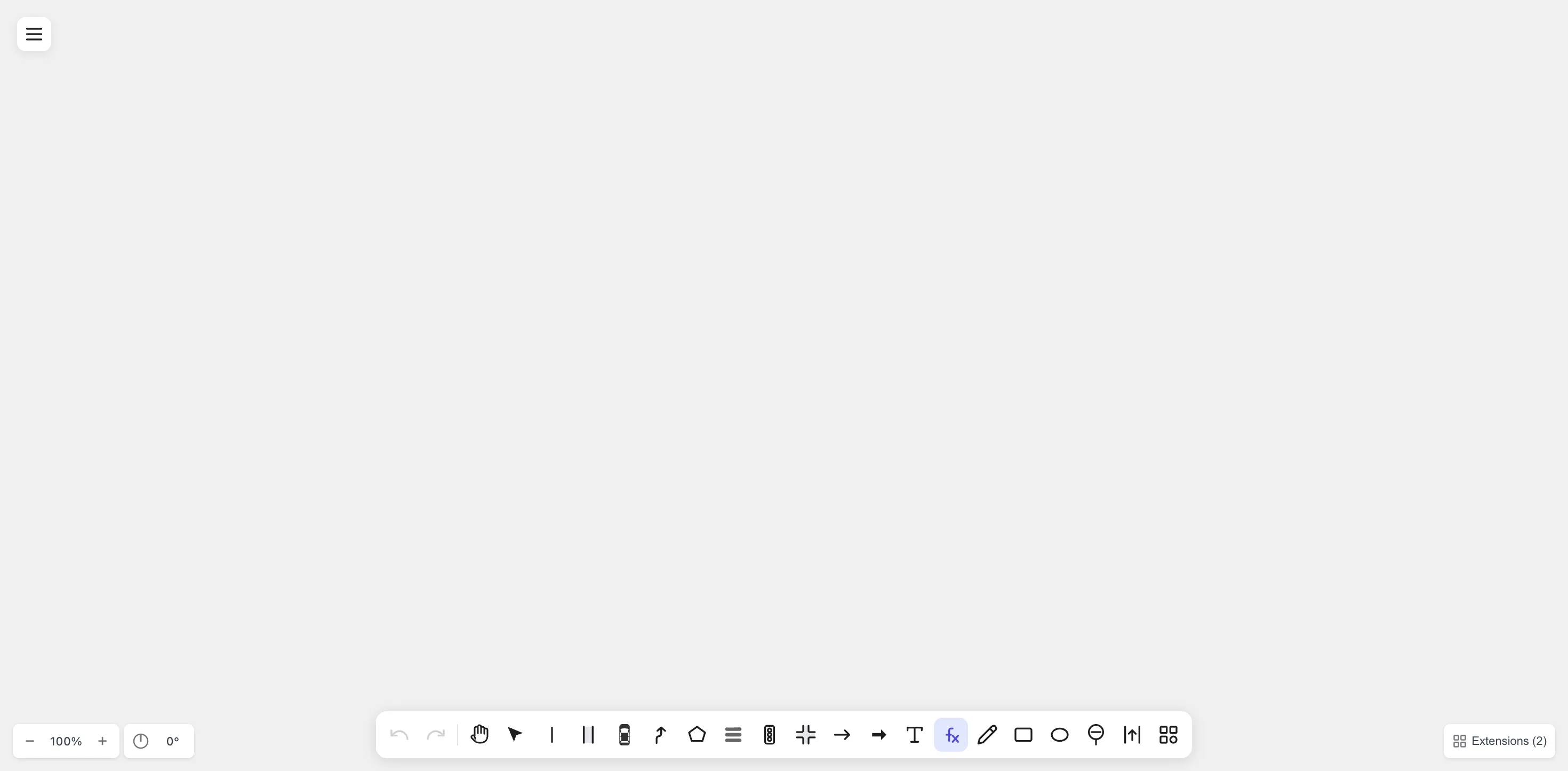 The fx icon highlighted in the bottom toolbar of drawtonomy