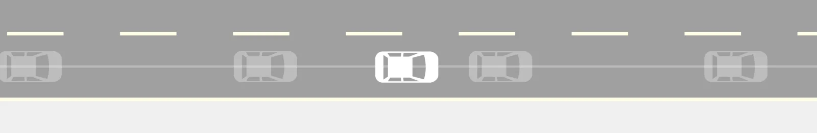 The canvas mid-run with Ghost at 0.5s — the sedan's outline stamped as an evenly-spaced motion trail along the road